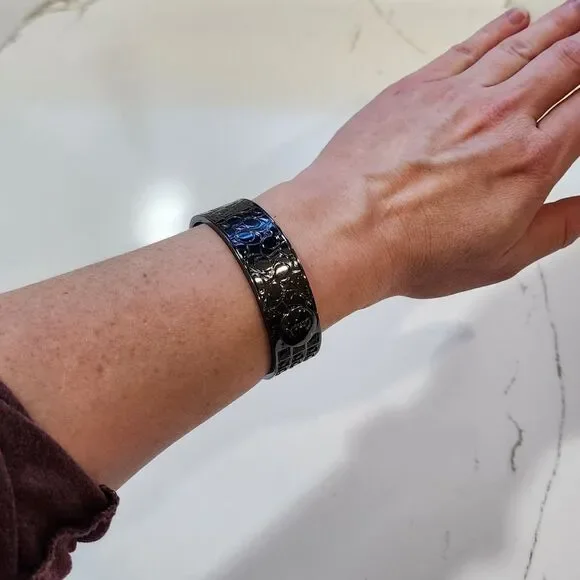 Coach Hinged Signature C and Black Crystal Bangle Bracelet - Picture 12 of 12